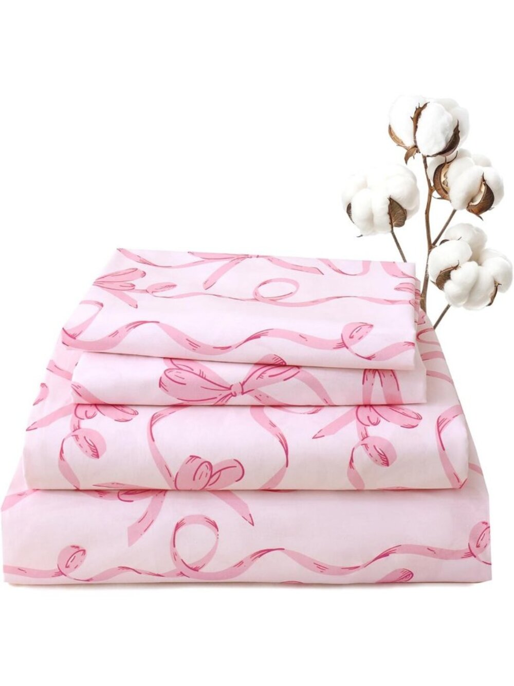 Floral 100% Cotton Queen Sheet Set - Soft Percale 4PC Bedding for Comfort